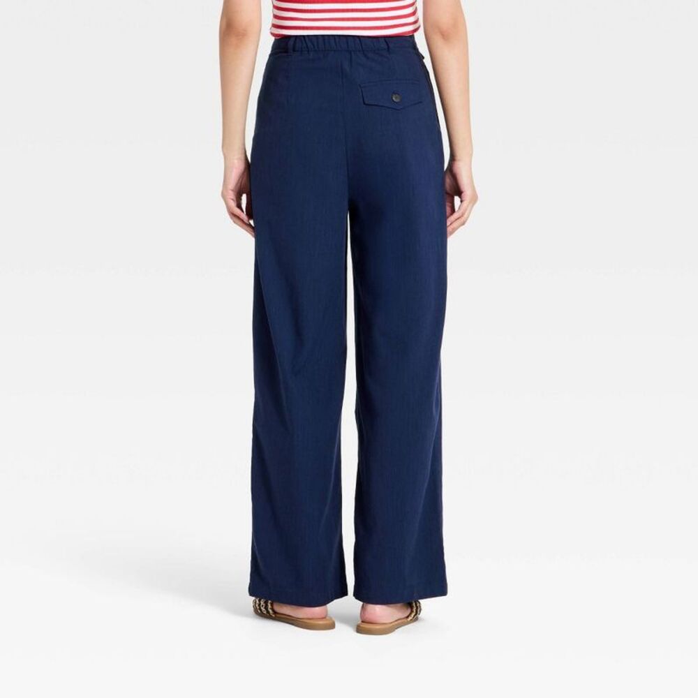 A New Day - Women's Linen Trouser Pants - A New Day Navy Blue Navy Blue - Picture 2 of 3